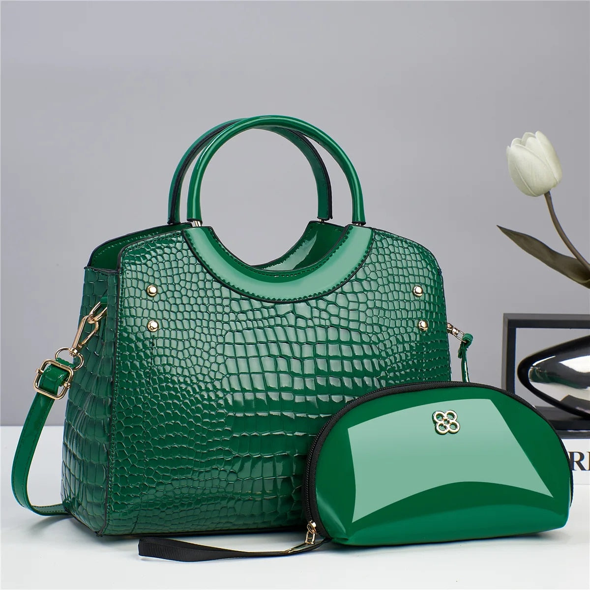 Amelia - Classic Versatile Crocodile Print Handbag