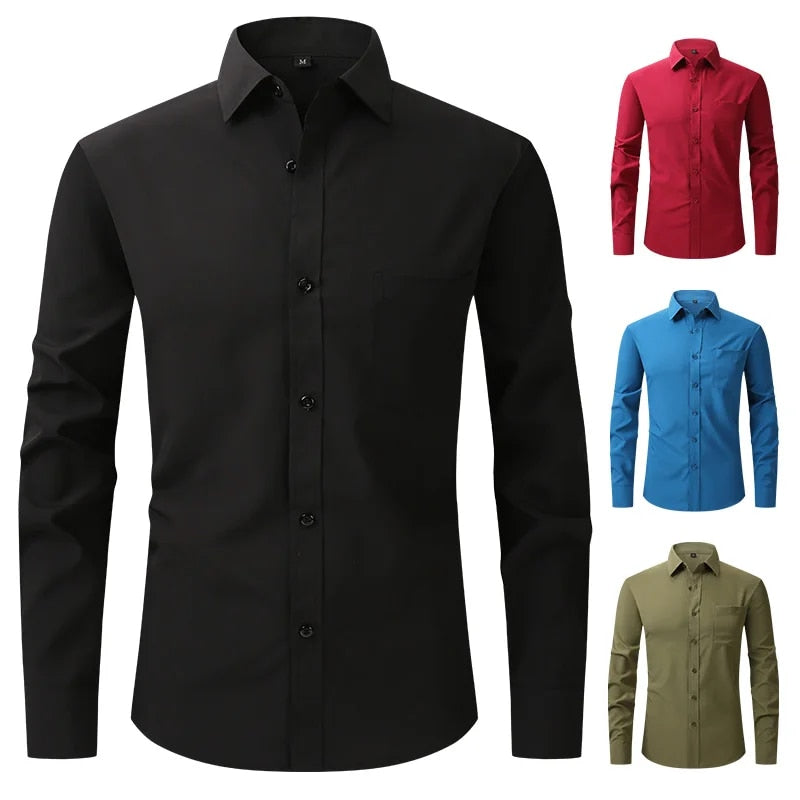 Formal Business Standard-Fit Solid Dress Shirts