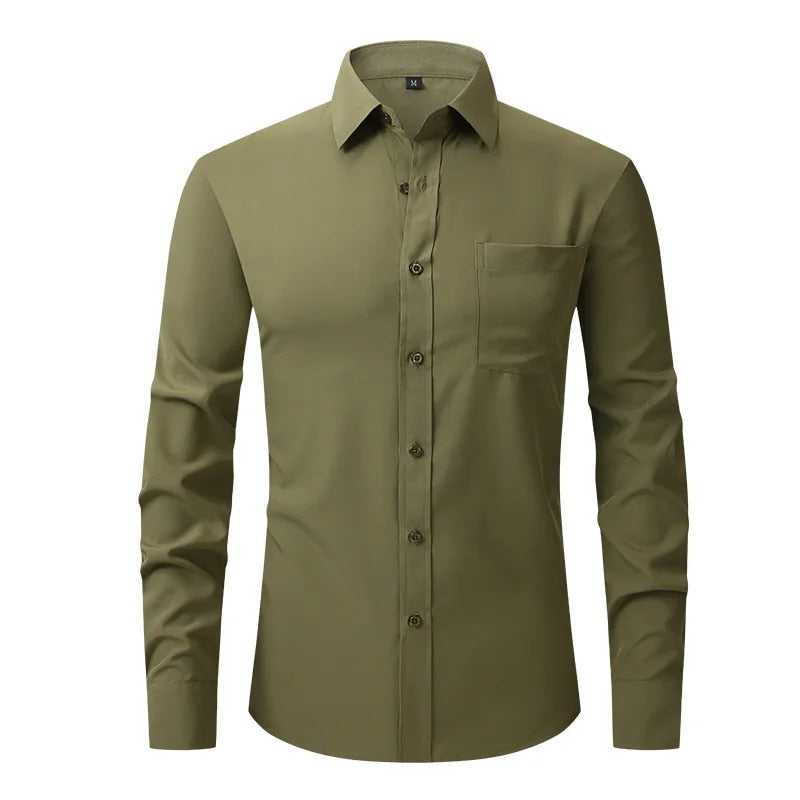 Formal Business Standard-Fit Solid Dress Shirts