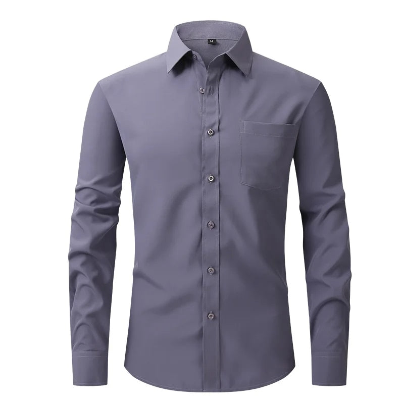 Formal Business Standard-Fit Solid Dress Shirts