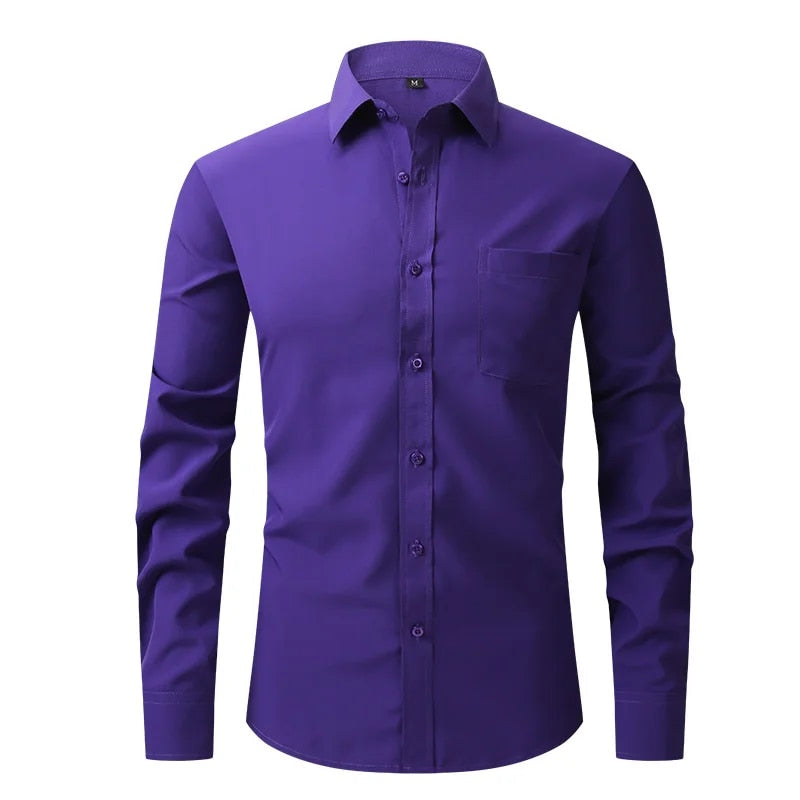 Formal Business Standard-Fit Solid Dress Shirts