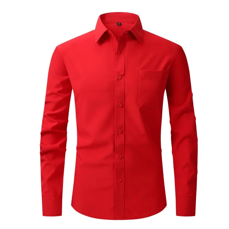 Formal Business Standard-Fit Solid Dress Shirts