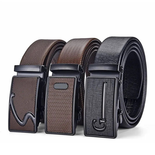 High Quality Men's Cow Skin Leather Belt With Automatic Buckle