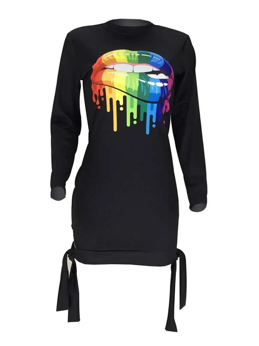 Rainbow Kisses - Trendy Plus Size Lip Print Bandage Design