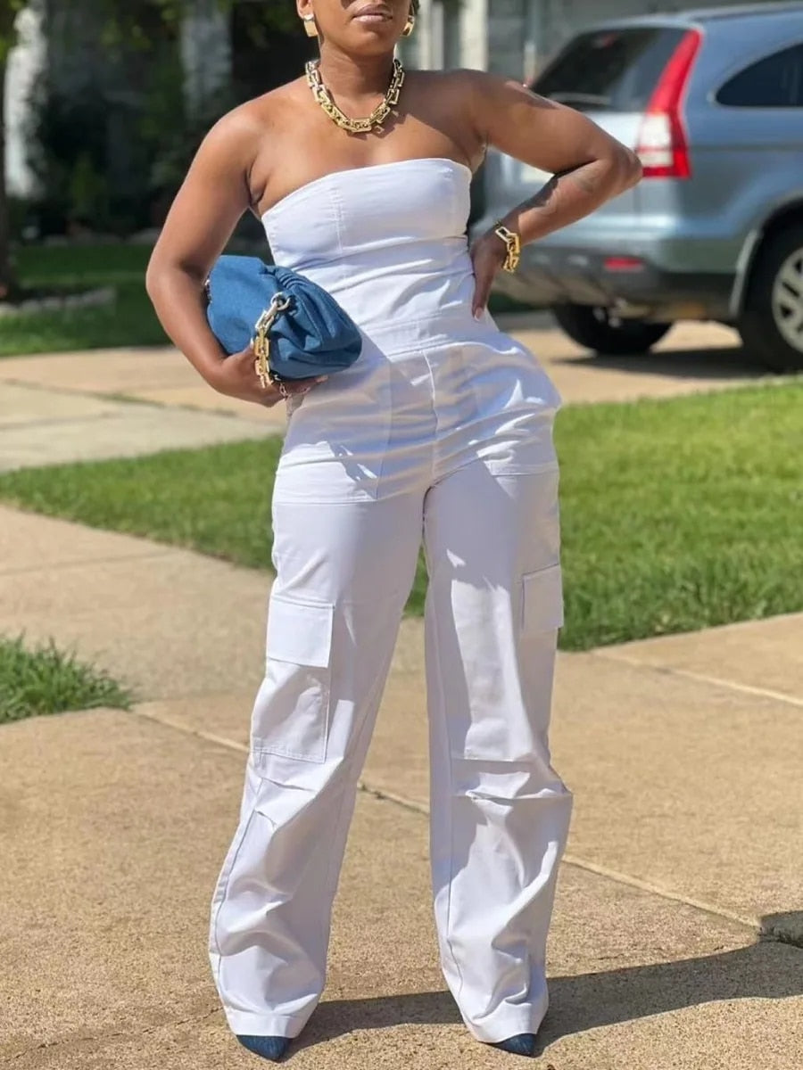 Finesse - Solid Strapless Jumpsuit