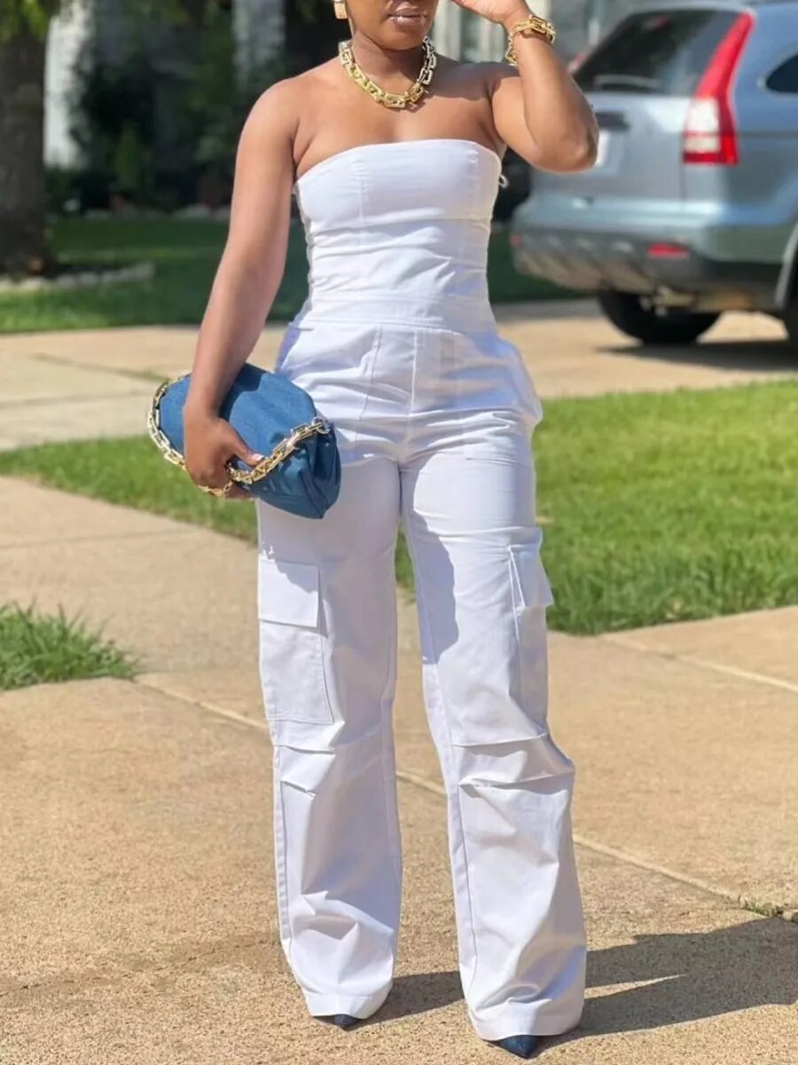 Finesse - Solid Strapless Jumpsuit