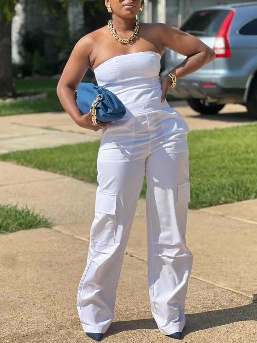 Finesse - Solid Strapless Jumpsuit