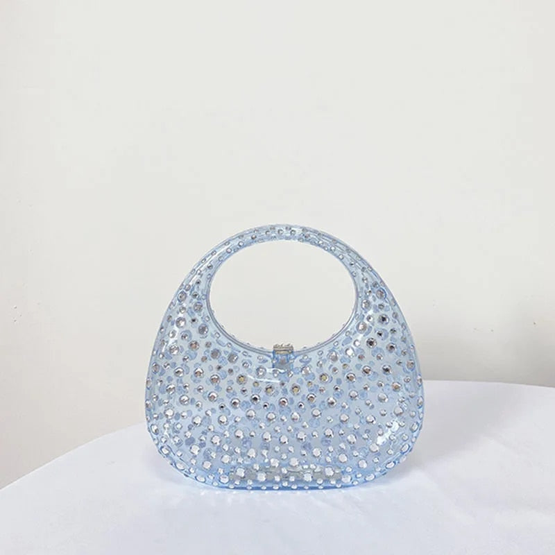 Bella - Ladies' Designer, Luxury Transparant Acrylic Evening Bag with Faux Diamonds