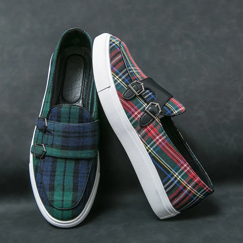 Men's Classic Plaid Canvas Loafers