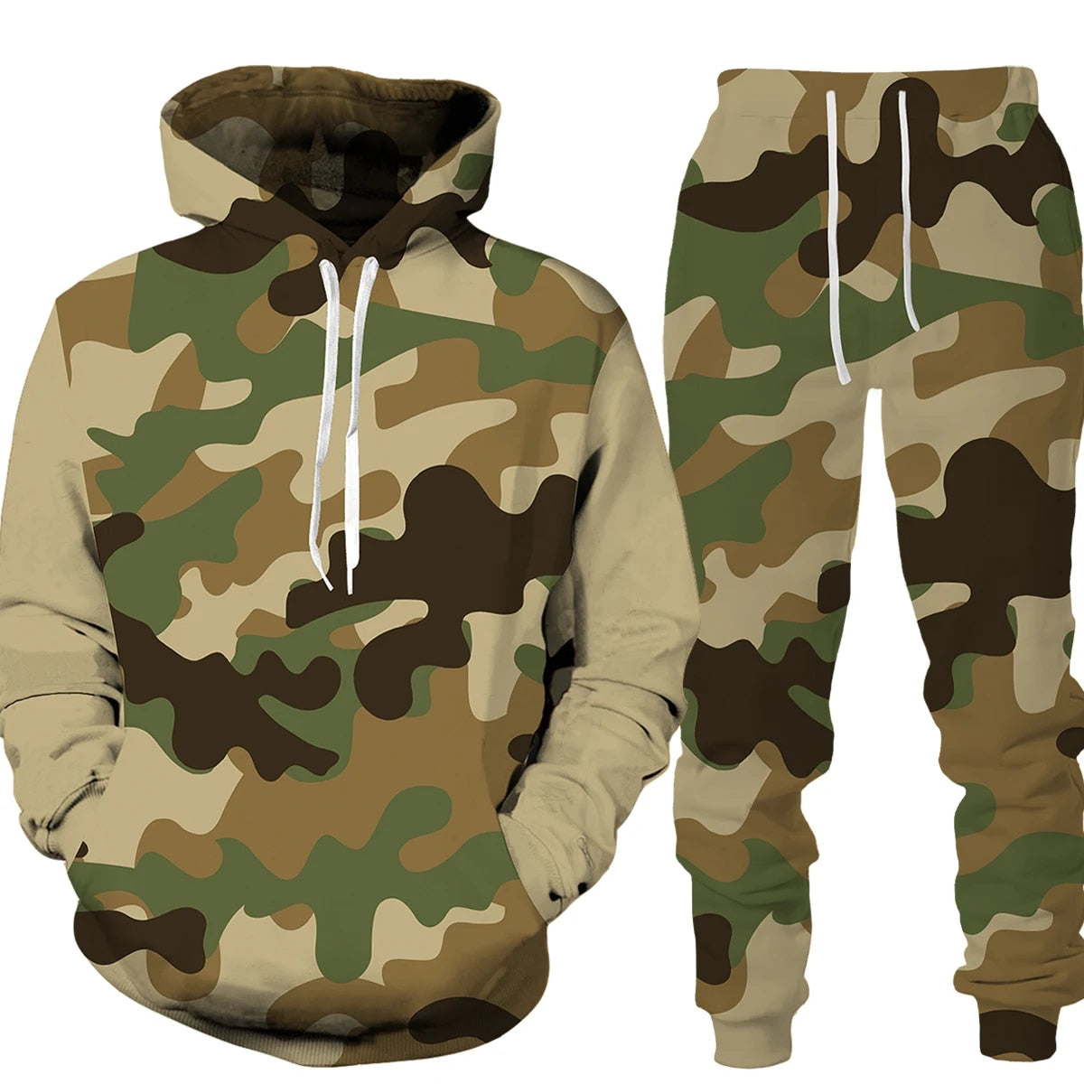 Men's Camouflage Printed Hoodie Set