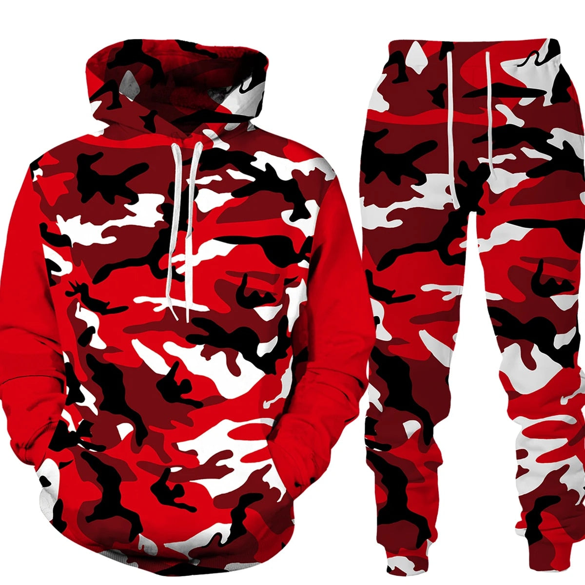 Men's Camouflage Printed Hoodie Set