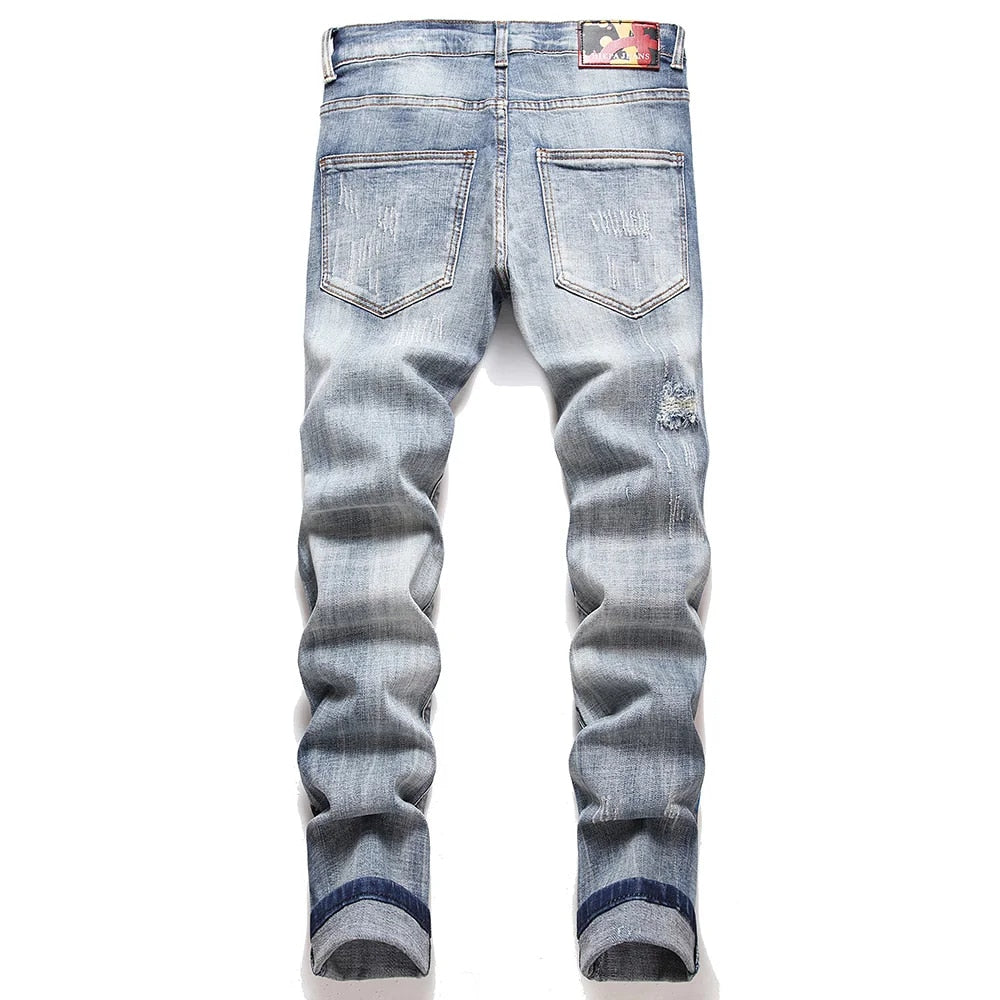 Men's Graffiti Print Denim Jeans