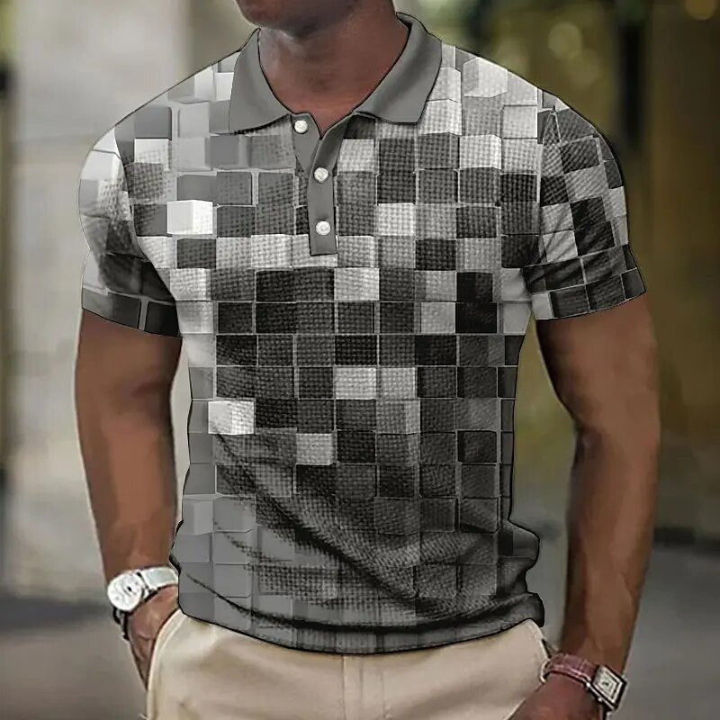 Plaid Patchwork Golf Shirt
