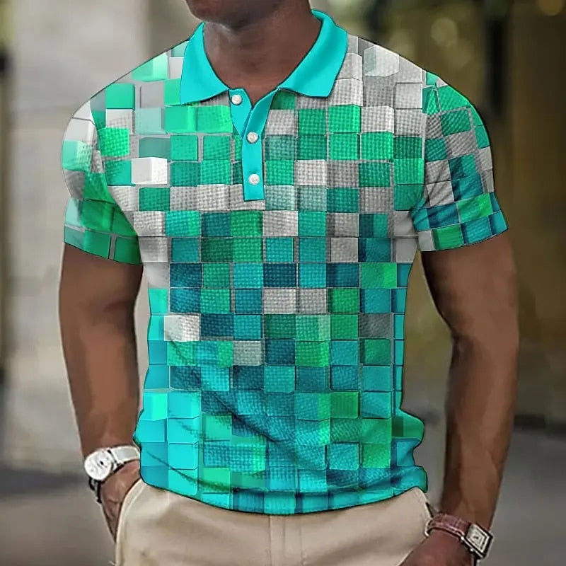 Plaid Patchwork Golf Shirt