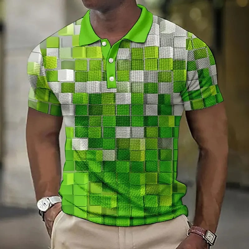 Plaid Patchwork Golf Shirt