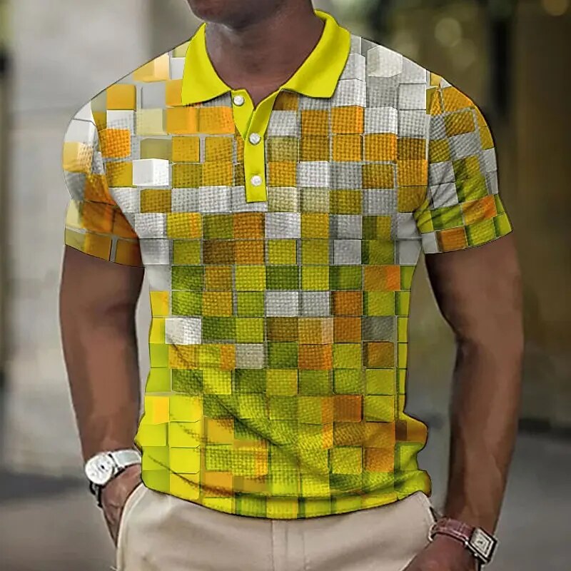 Plaid Patchwork Golf Shirt
