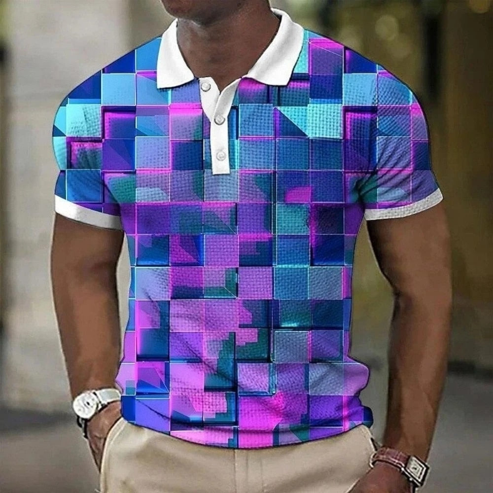 Plaid Patchwork Golf Shirt