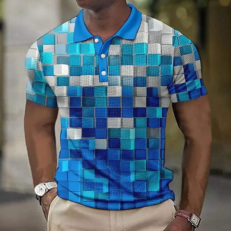 Plaid Patchwork Golf Shirt