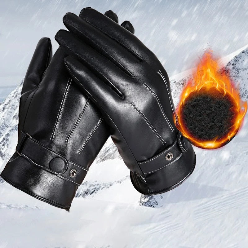 Men's PU Leather Black Gloves