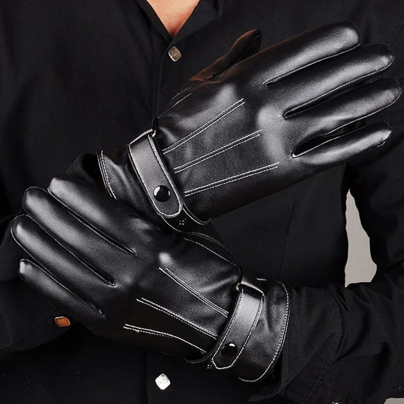 Men's PU Leather Black Gloves
