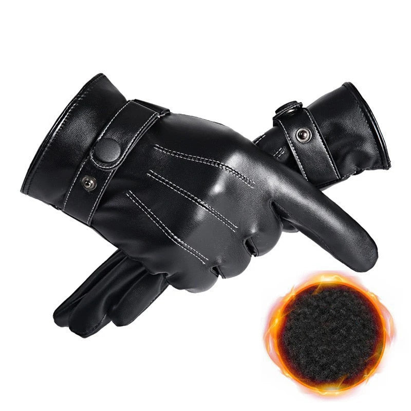 Men's PU Leather Black Gloves