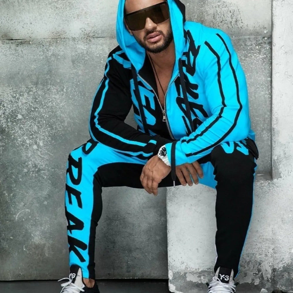 Men's Casual Two-Piece Hooded Jogger  Set