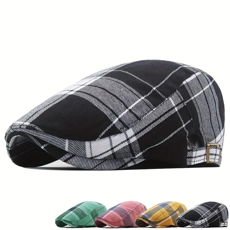 Newsboy - Men's Plaid Pattern Flat Beret Cap