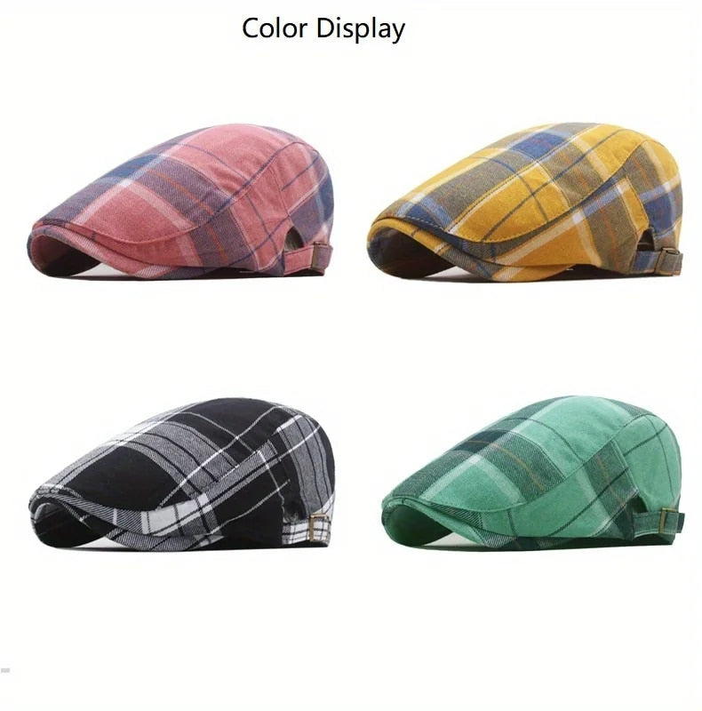 Newsboy - Men's Plaid Pattern Flat Beret Cap