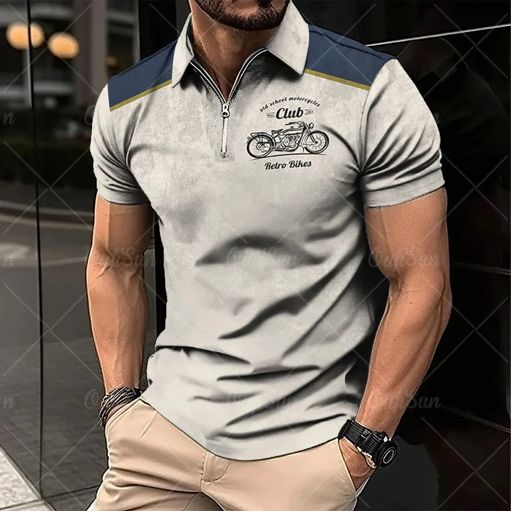 Men's Vintage Zipper Polo Shirt