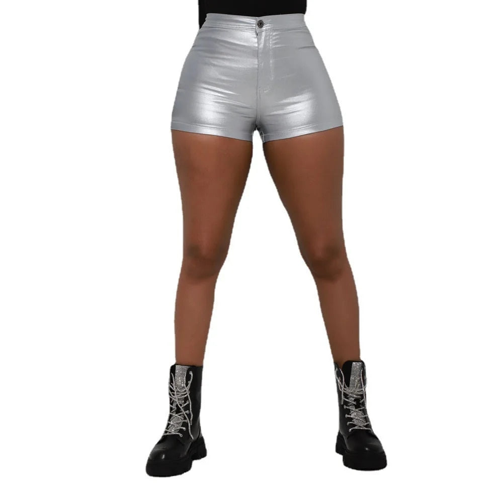 Azura - Metallic PU Leather Shorts