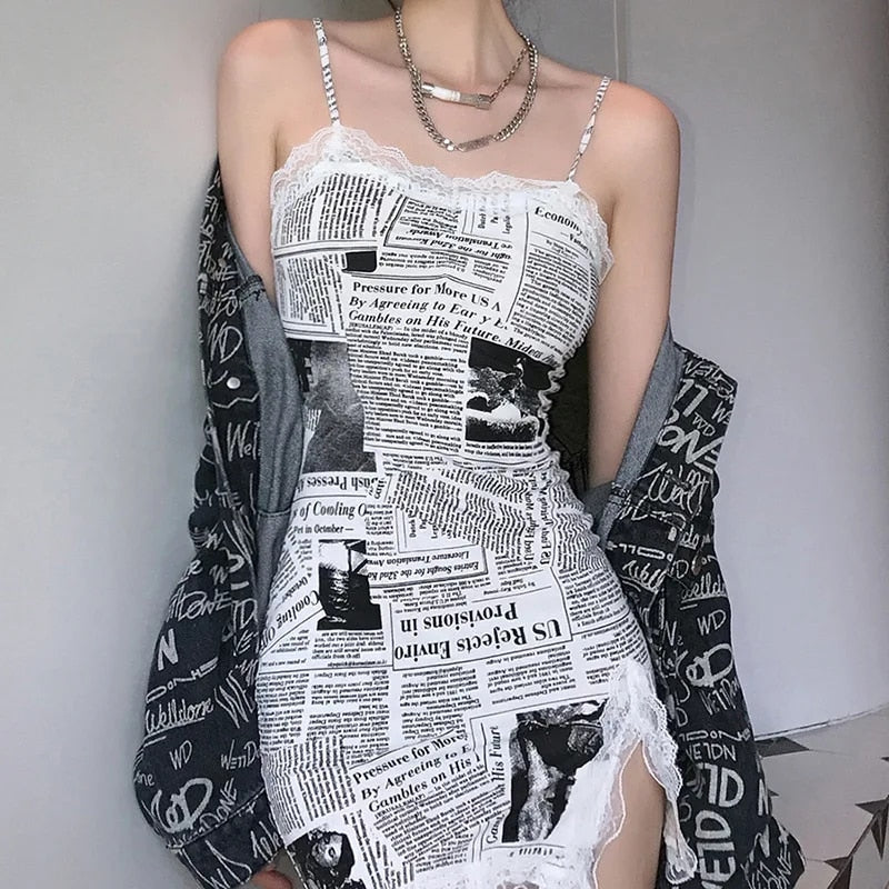 Breaking News - Newspaper Print Bodycon Dress