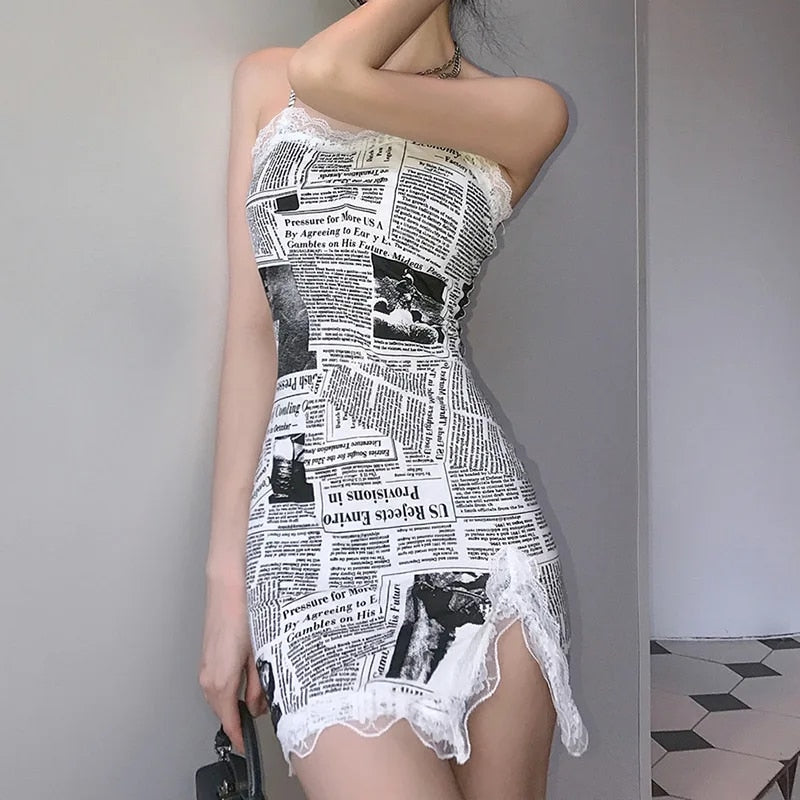 Breaking News - Newspaper Print Bodycon Dress