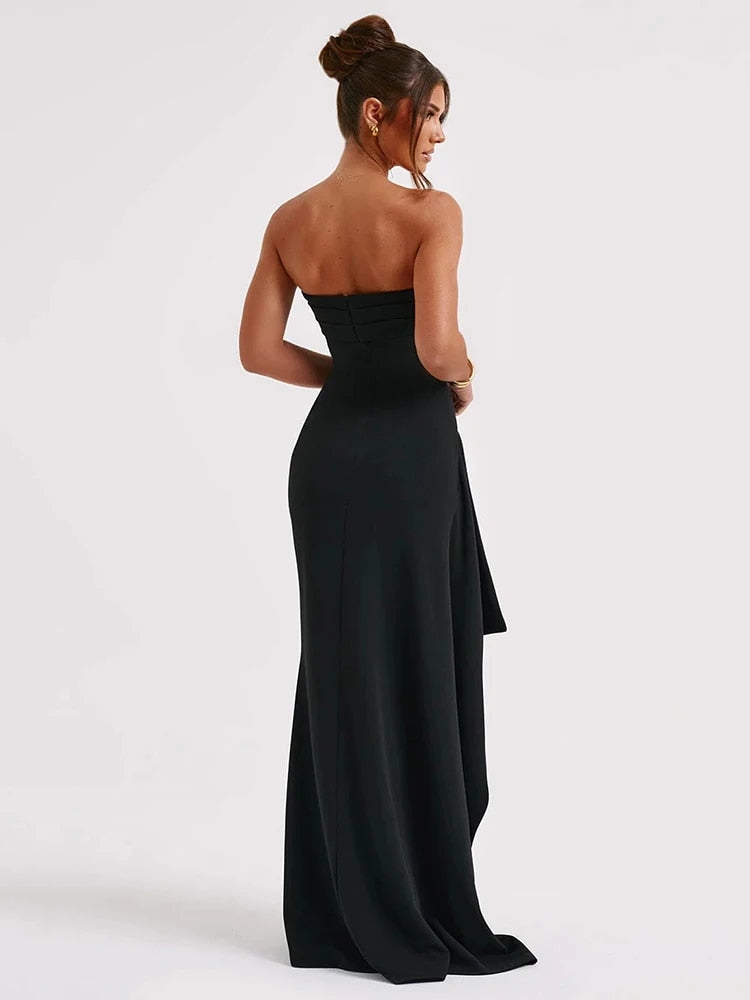 No Games - Strapless Backless High Split Maxi Dress