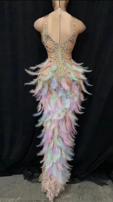 Peacock - Luxurious Sequin, Rhinestone, Pearl Gown