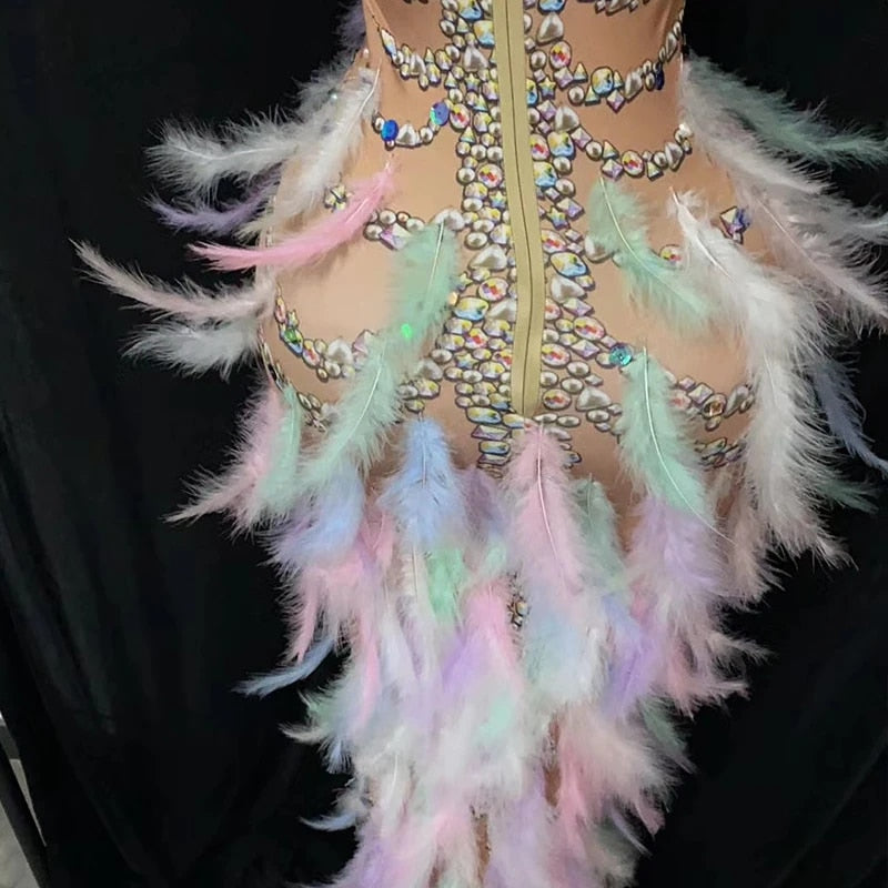 Peacock - Luxurious Sequin, Rhinestone, Pearl Gown