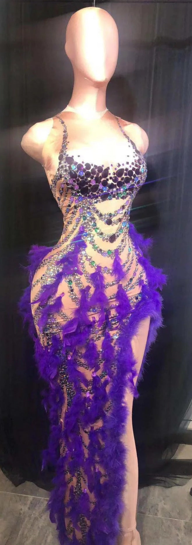 Peacock - Luxurious Sequin, Rhinestone, Pearl Gown