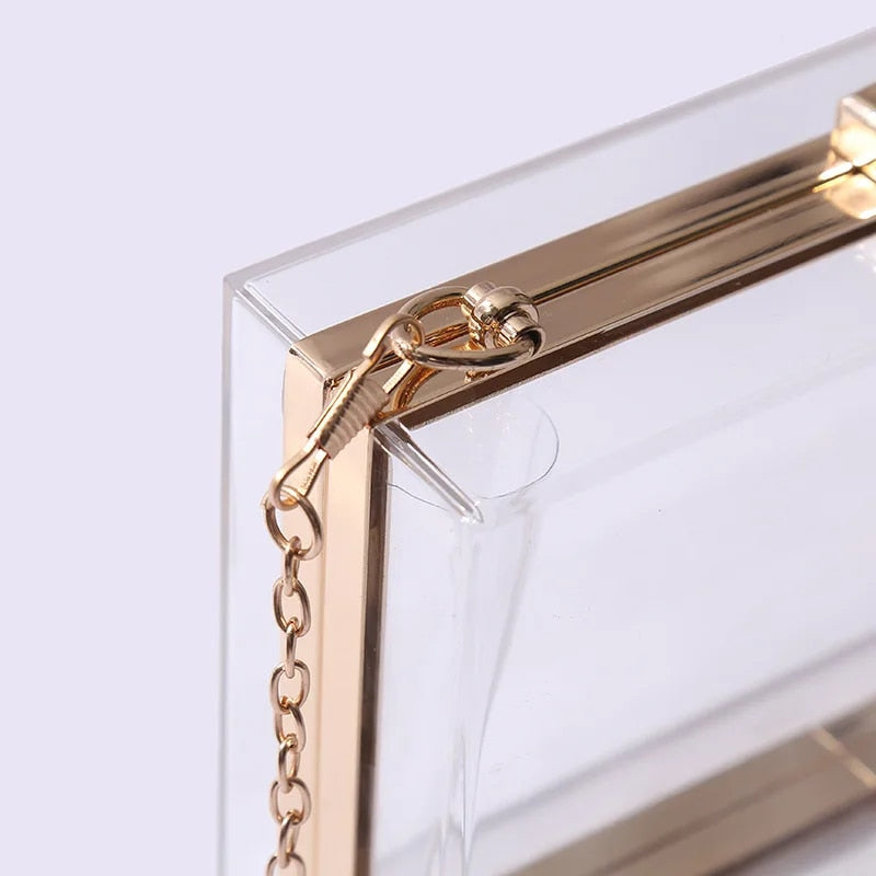 Lucy - Acrylic Transparent Clutch Bag with Chain Strap