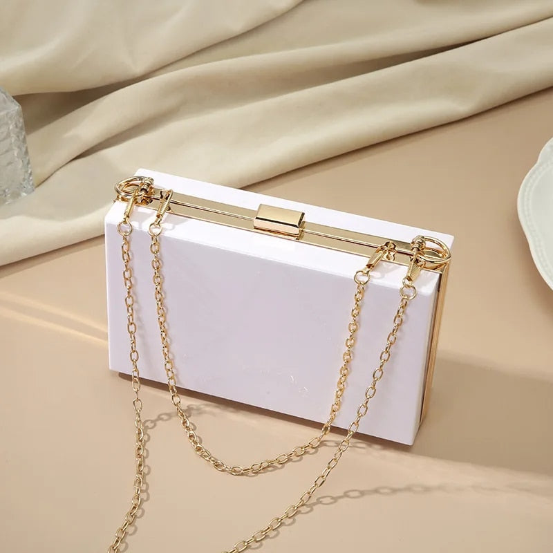 Lucy - Acrylic Transparent Clutch Bag with Chain Strap