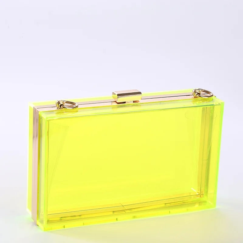 Lucy - Acrylic Transparent Clutch Bag with Chain Strap