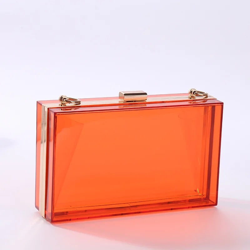 Lucy - Acrylic Transparent Clutch Bag with Chain Strap