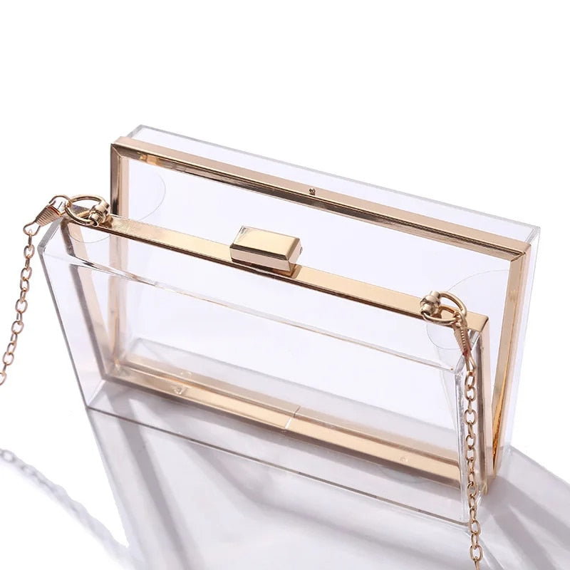 Lucy - Acrylic Transparent Clutch Bag with Chain Strap