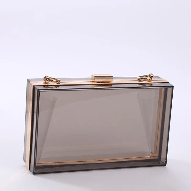 Lucy - Acrylic Transparent Clutch Bag with Chain Strap