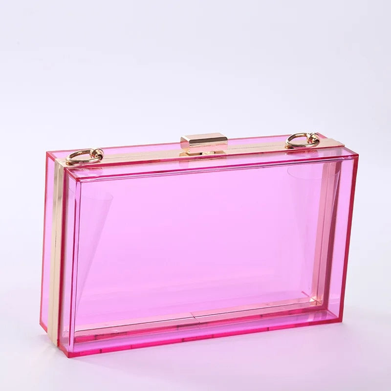 Lucy - Acrylic Transparent Clutch Bag with Chain Strap