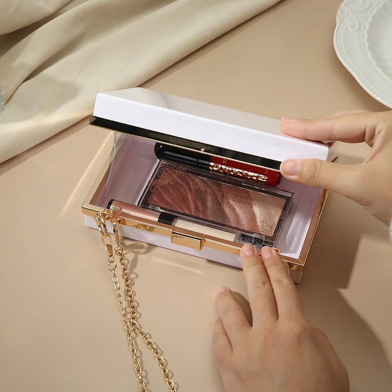 Lucy - Acrylic Transparent Clutch Bag with Chain Strap