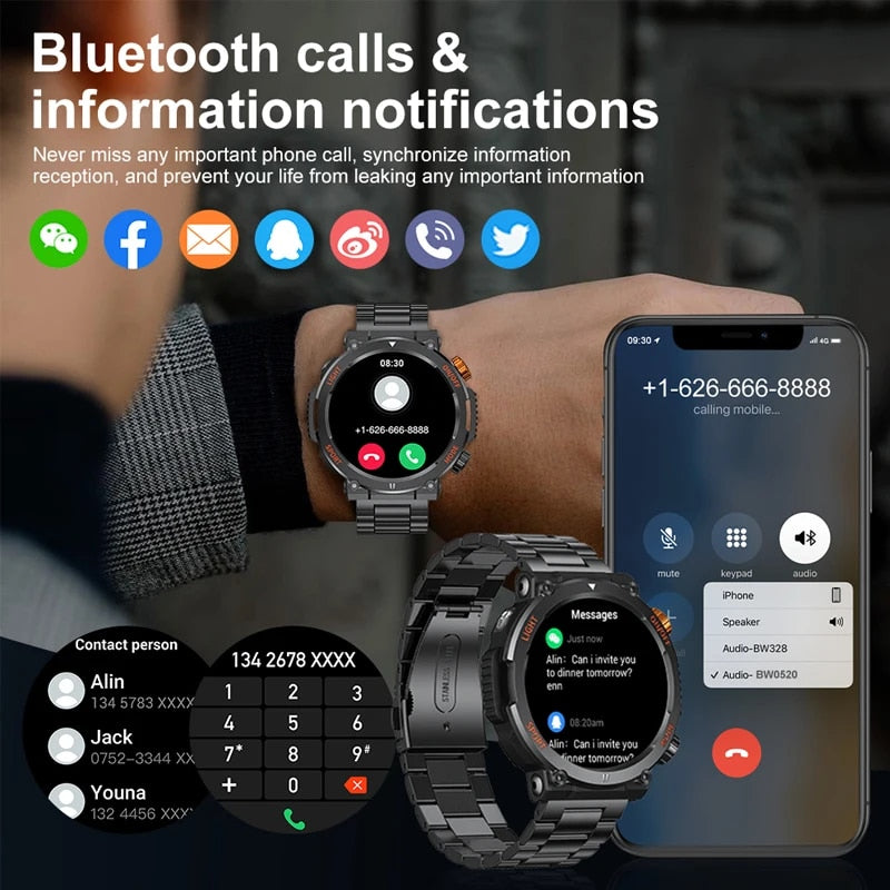 Men's Waterproof Touch Screen Bluetooth Smartwatch