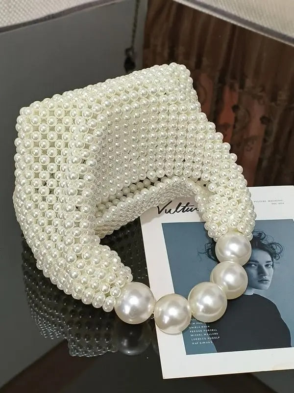 Queen of Pearls - Trendy Women's Faux Pearl Evening Bag