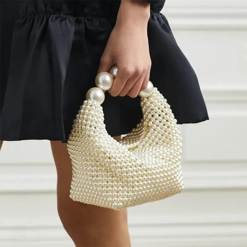 Queen of Pearls - Trendy Women's Faux Pearl Evening Bag