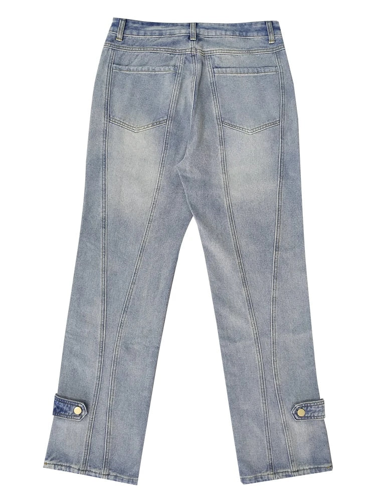 Trendy Large Pocket Men's Denim Cargo Pants