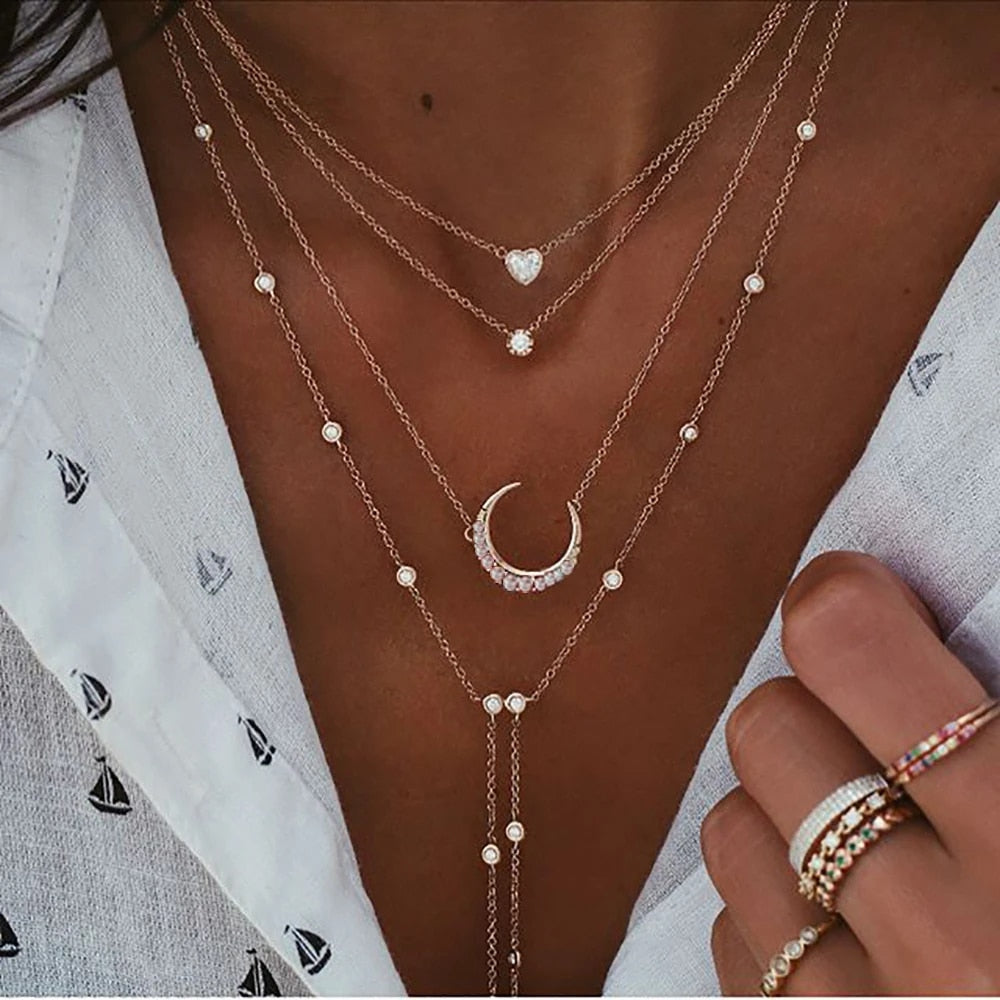 New Moon -  Crystal Geometry Necklace Set