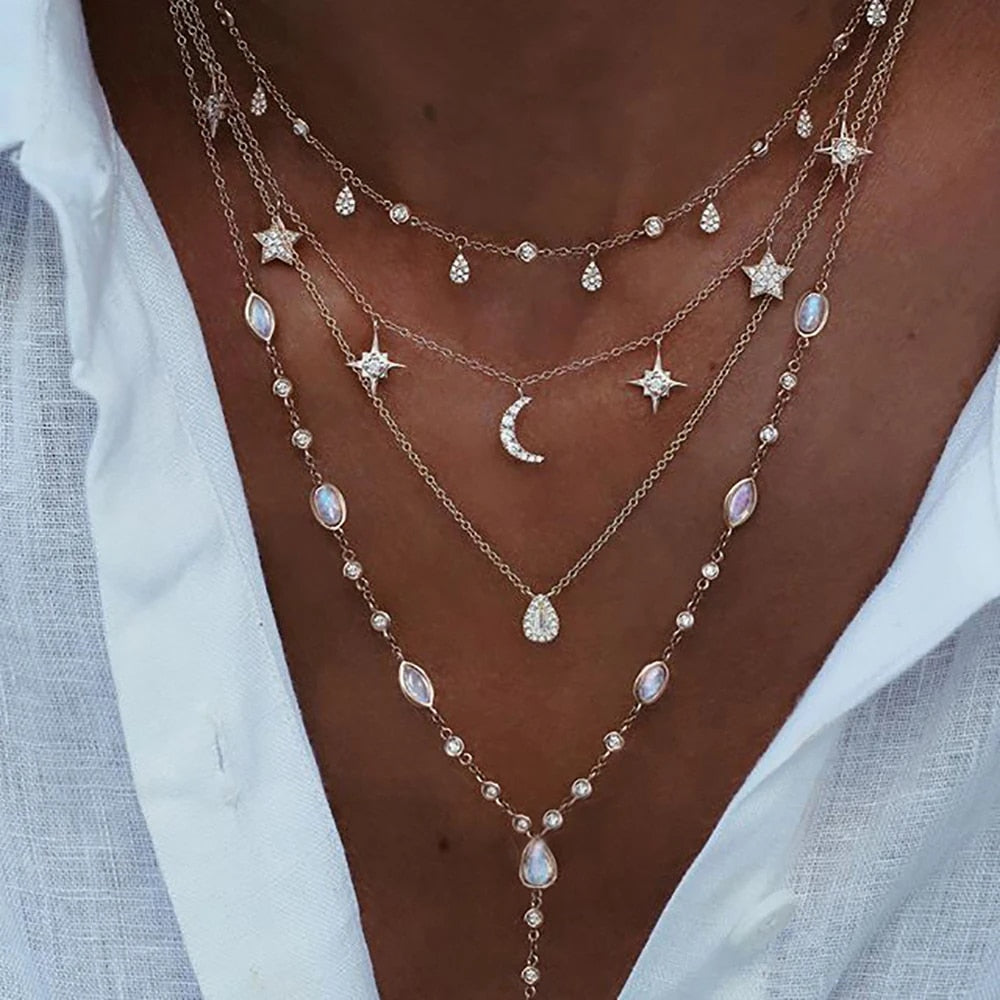 New Moon -  Crystal Geometry Necklace Set